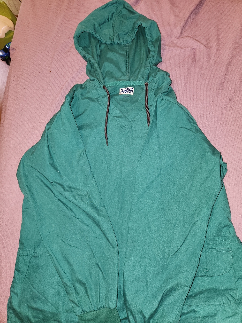 Green Hooded Pullover Scrub Hoodie